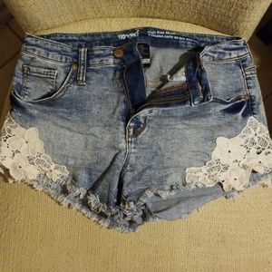 Denim Shorts with Lace